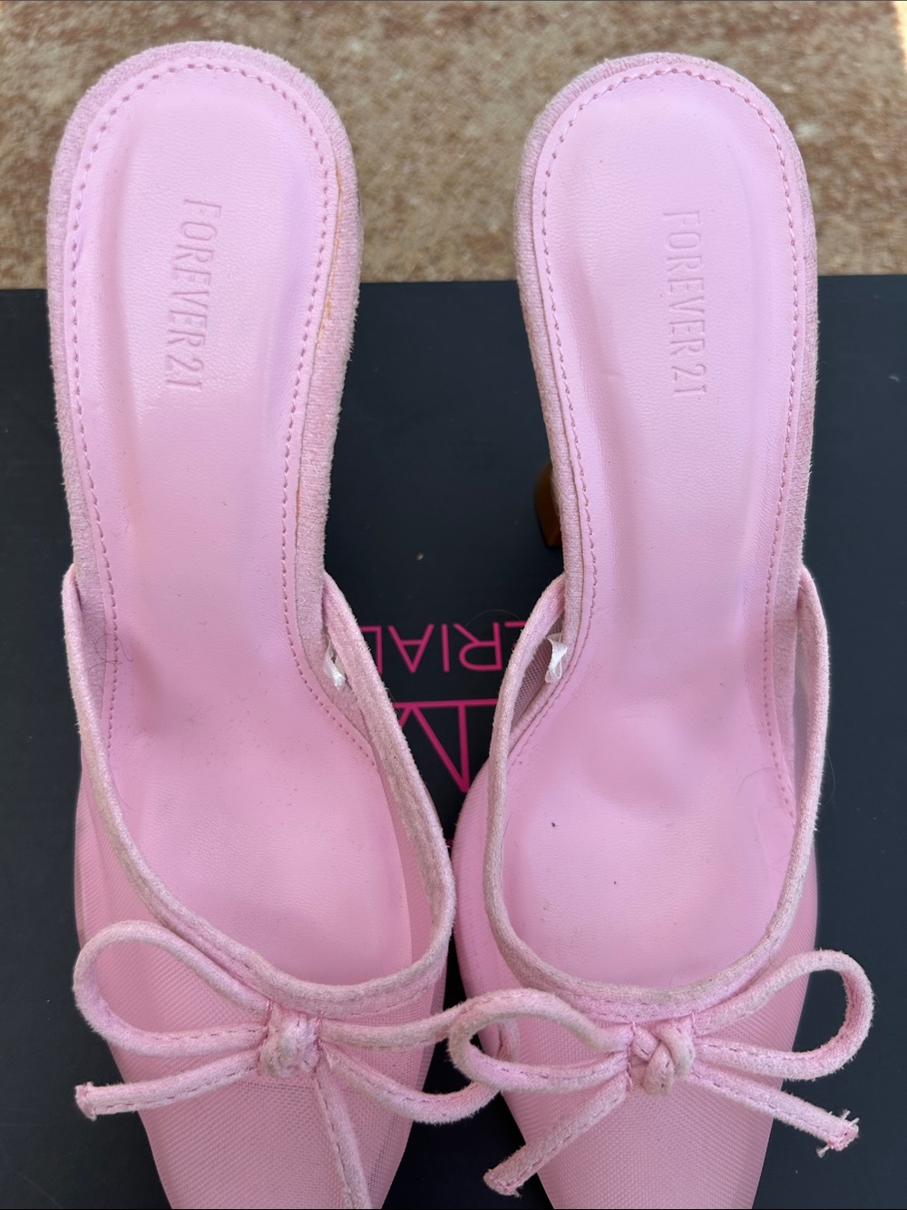 Forever 21 Light Pink Bow Mules
